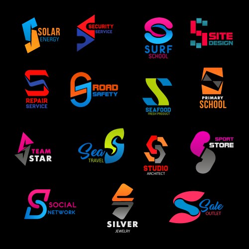 S letter icons corporate identity creative signs vector image