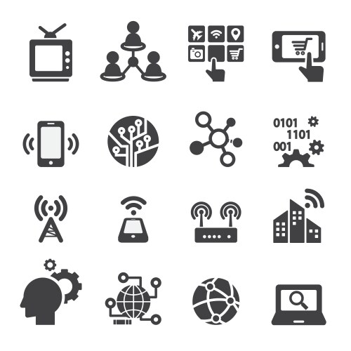 Connecting people icon set Royalty Free Vector Image