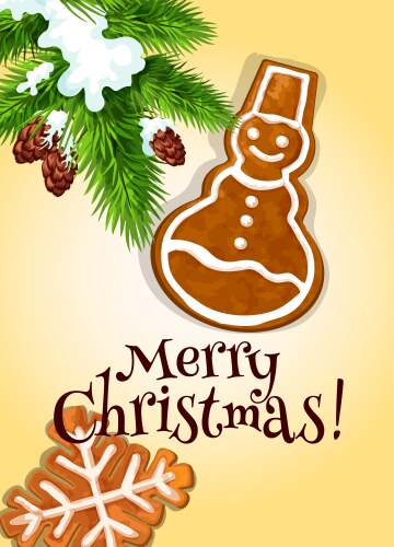 Festive Gingerbread Christmas Card vector image