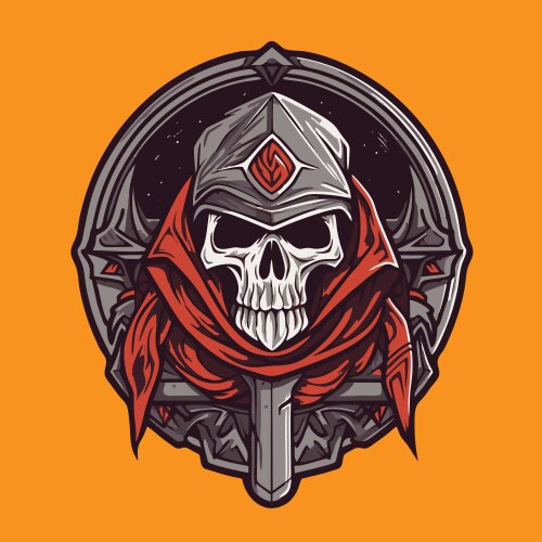 Gothic warrior skull with red bandana Vector Image