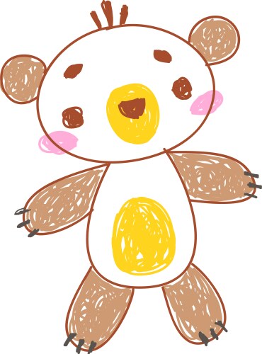 Bear as kids doodle simple hand drawn element Vector Image