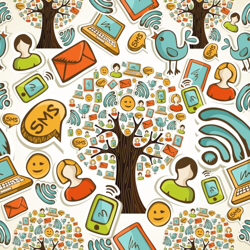 Social media icons tree pattern vector image