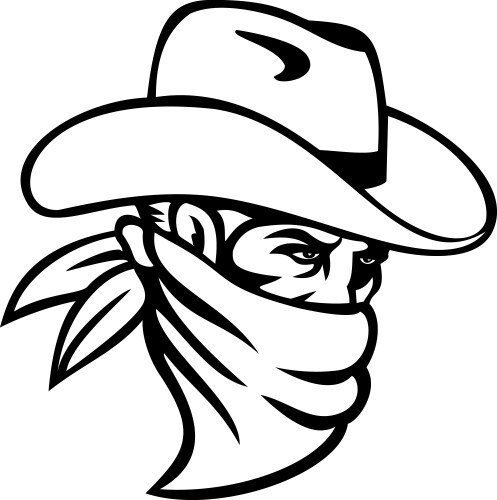 cowboy bandit or outlaw wearing face mask side vector