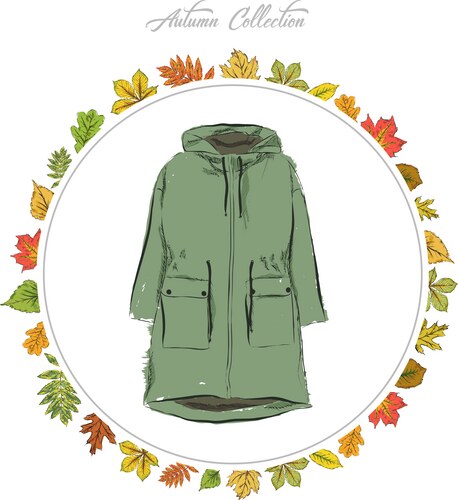 Jacket hand draw clothes autumn collection frame Vector Image