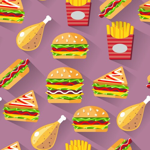 Fast food snacks and drinks seamless pattern Vector Image