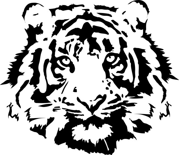 Black Silhouette Tiger Head Vector Image