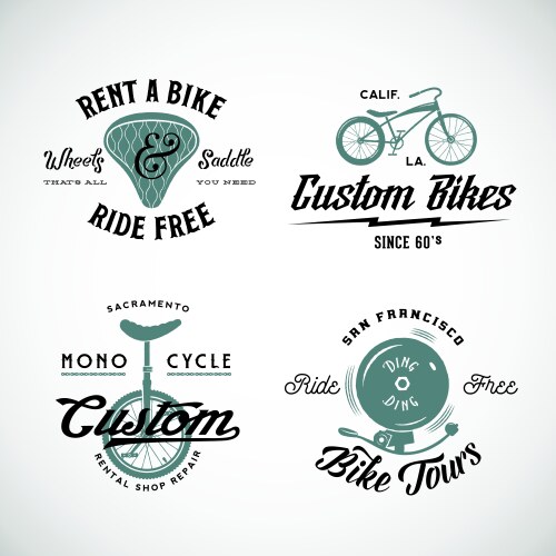 Set of retro bicycle custom and rental Vector Image