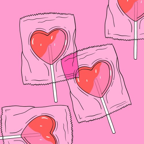 with cute heart shaped lollipop vector