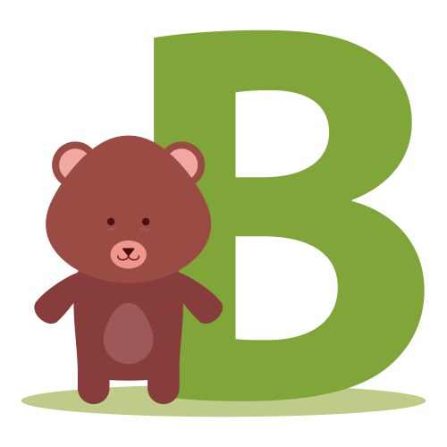 Isolated alphabet letter b bear Royalty Free Vector Image
