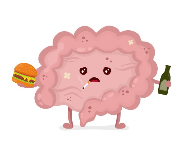 Sad unhealthy sick intestine vector image