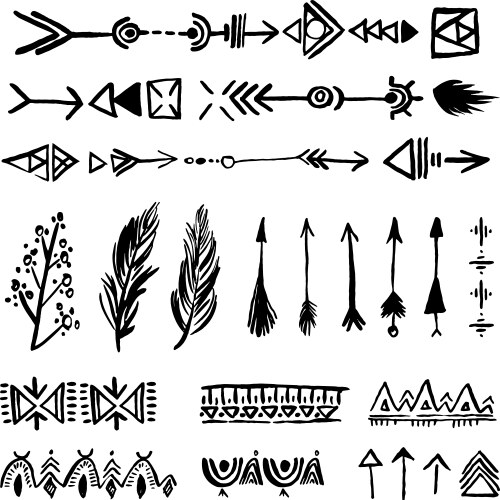 Ethnic arrows hand drawn feather arrow tribal Vector Image