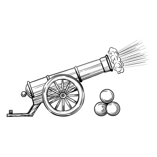 Antique Cannon Sketch Vector Image