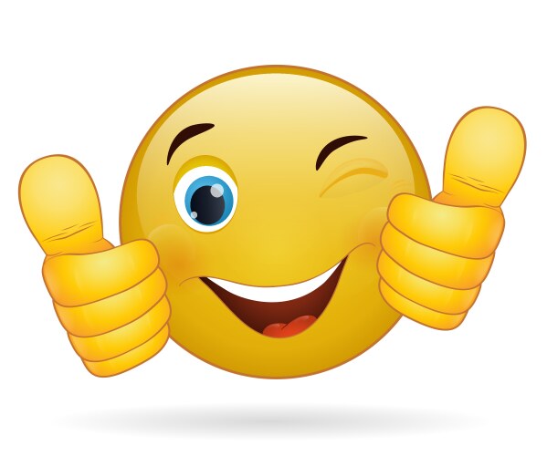 thumb up emoticon yellow cartoon sign facial vector