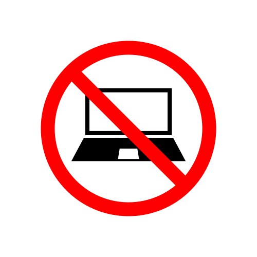 No laptop sign forbidden pc symbol Royalty Free Vector Image