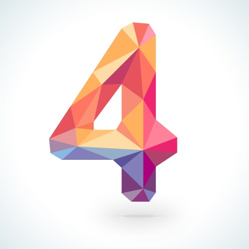 Number four in modern polygonal crystal style vector image