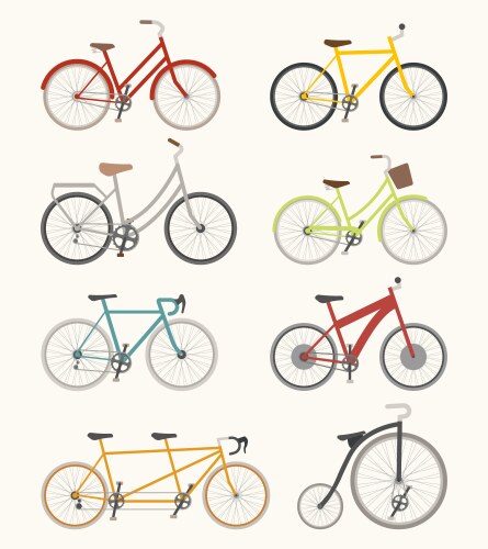 set of retro bicycle vector image