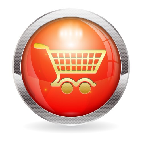 shopping cart button vector image vector image