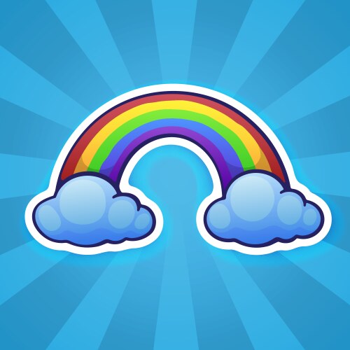Rainbow with two clouds Royalty Free Vector Image