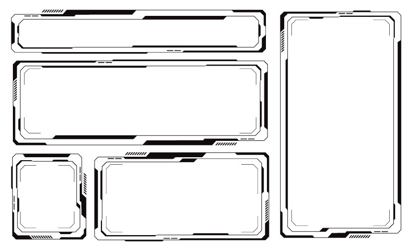 Hud frames black user interface elements set vector image