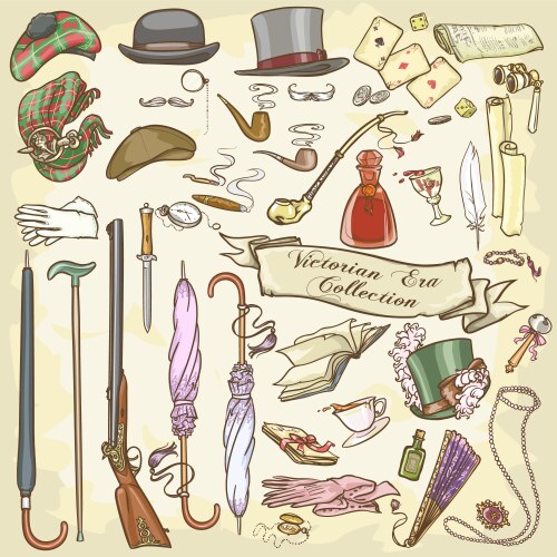 Victorian Era Accessories Vector Image