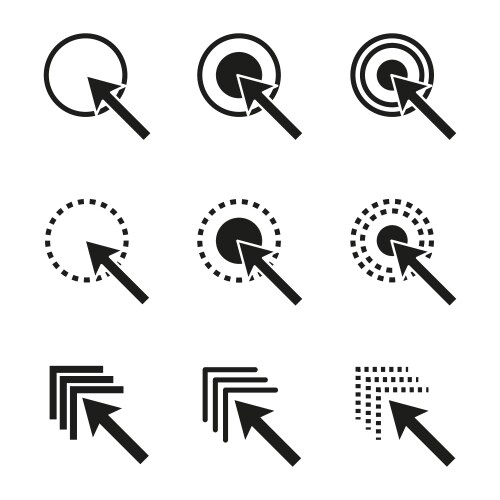 Cursor click icon arrow pointer graphic circular vector image