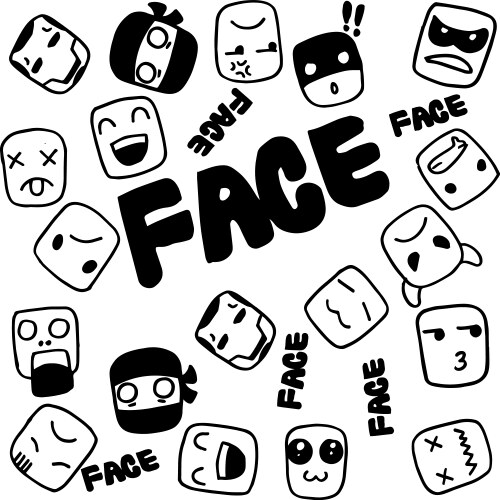 Cute Doodle Faces Vector Image