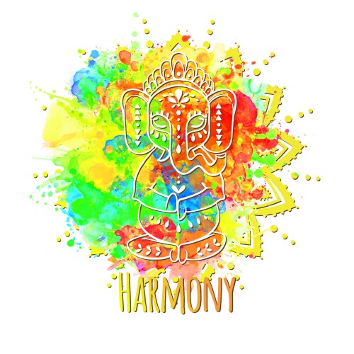 Ganesha Watercolor Art Vector Image