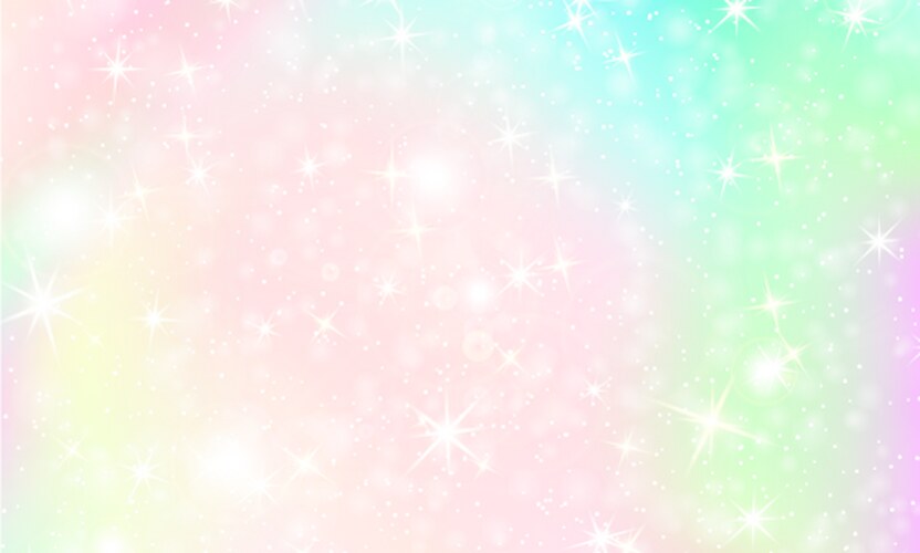 Unicorn rainbow background holographic sky Vector Image