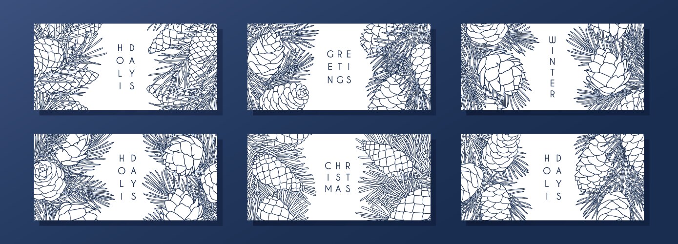 Set of compositions with coniferous branches vector image