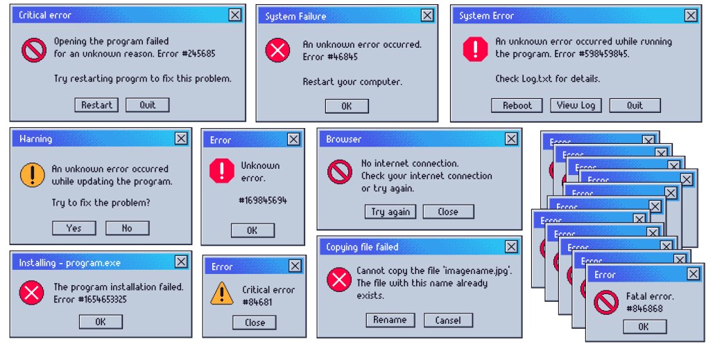 retro error message old user interface system vector image