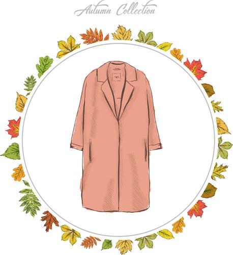 Coat hand draw clothes autumn collection frame Vector Image
