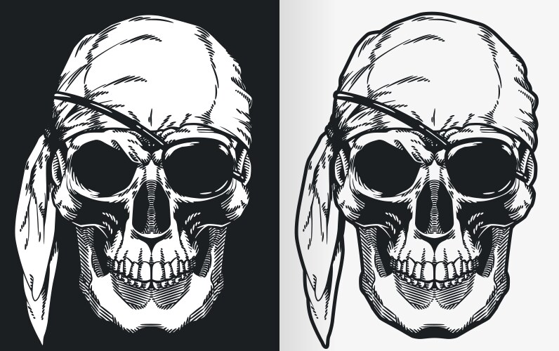 Vintage pirate skull front view silhouette Vector Image
