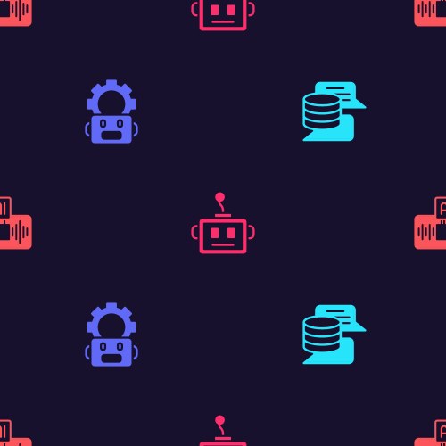 Set server data robot setting artificial vector image