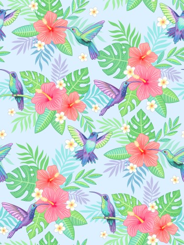 Tropical flowers seamless pattern summer tropic Vector Image