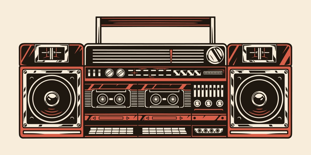 Retro ghetto blaster colorful template vector image