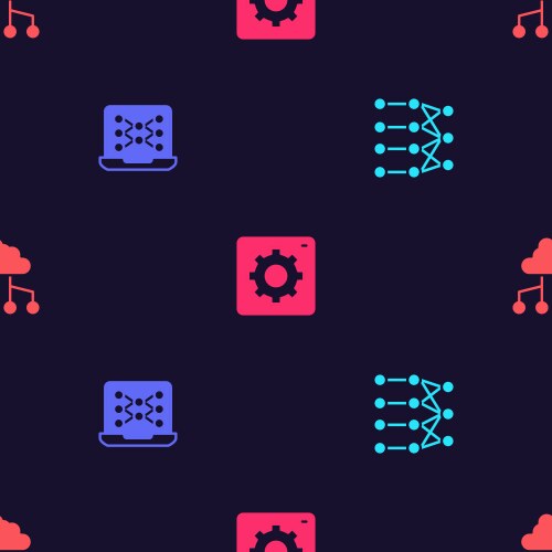 Set neural network computer api interface vector image