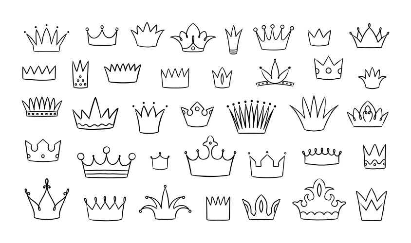 Doodle crown hand drawn king and queen logo Vector Image