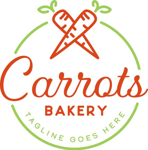 Carrots bakery natural organic cake snack logo vector image