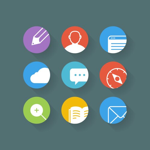 Different web browser icons set with rounded corne vector image