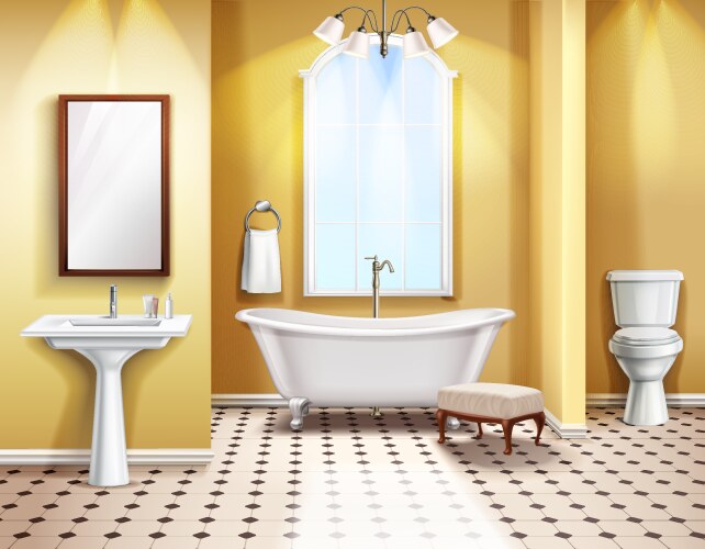 Realistic bathroom interior design Royalty Free Vector Image