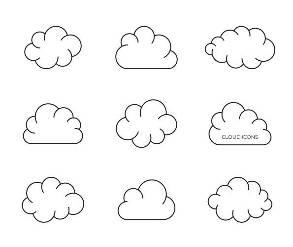 Black simple clouds thin line design vector image