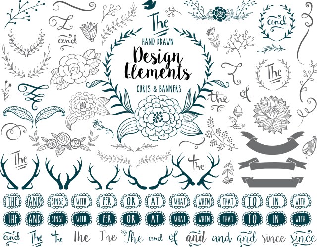 Collection of design elements for wedding Vector Image