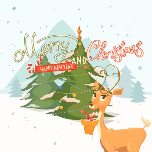 Postcard merry christmas and a happy new year Vector Image