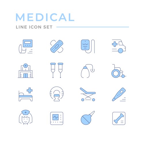 set medical color icons vector image