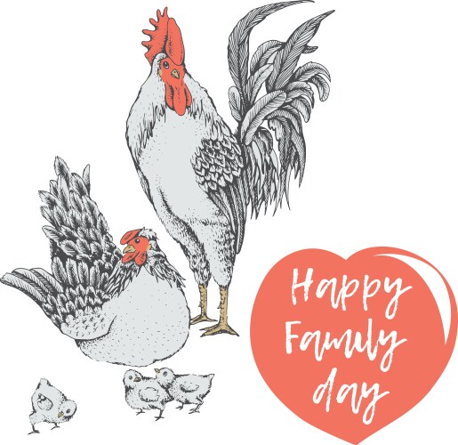 Family day of chicken birds vector image