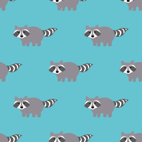 Raccoons in a cartoon style seamless pattern Vector Image