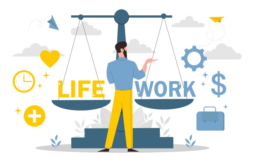 Graphic cartoon character work-life balance Vector Image