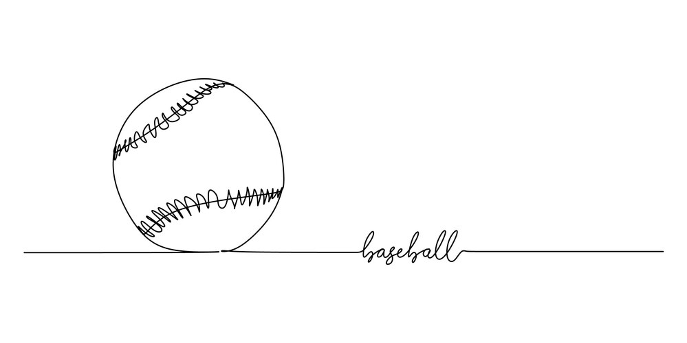 Continuous single one line of baseball isolated Vector Image