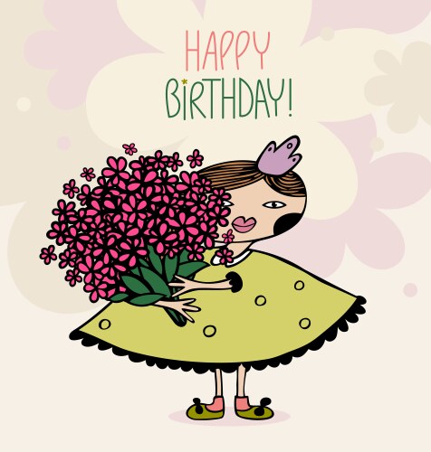 Girl with flowers Vector Image