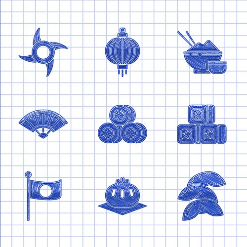 Set sushi khinkali on cutting board chinese Vector Image